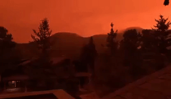 Afternoon Sky Turned Dark Orange by Colorado's East Troublesome Fire