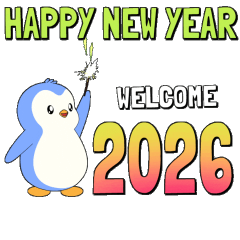 Happy New Year Penguin Sticker by Pudgy Penguins
