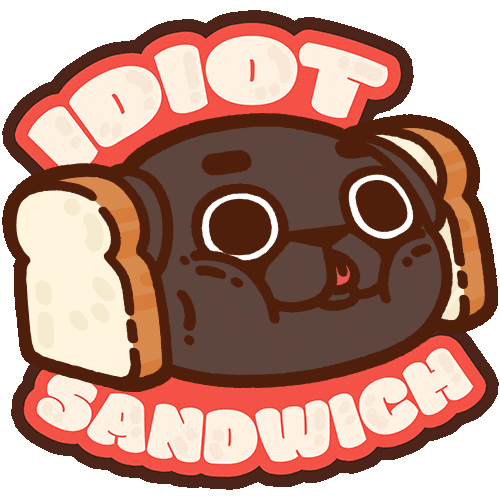 Idiot Ollie Sticker by Puglie Pug
