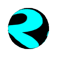 R74n logo blue ball spin Sticker
