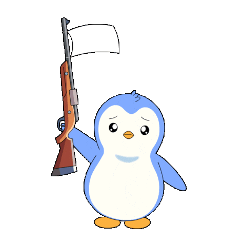 White Flag I Give Up Sticker by Pudgy Penguins