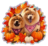 chowchows_sukiandmika halloween trick or treat cute dog spooky season Sticker