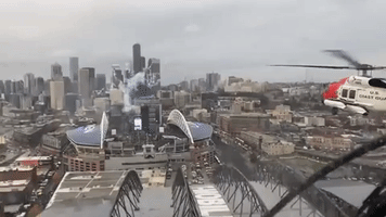 Helicopters Perform Low Flyover for Seahawks Game