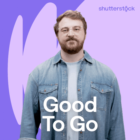 Sponsored gif. Man tips two fingers away from his face in a casual salute. Text reads, “Good to go.”
