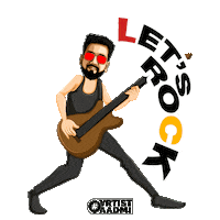 Guitar Drummer Sticker by Artist Aadmi