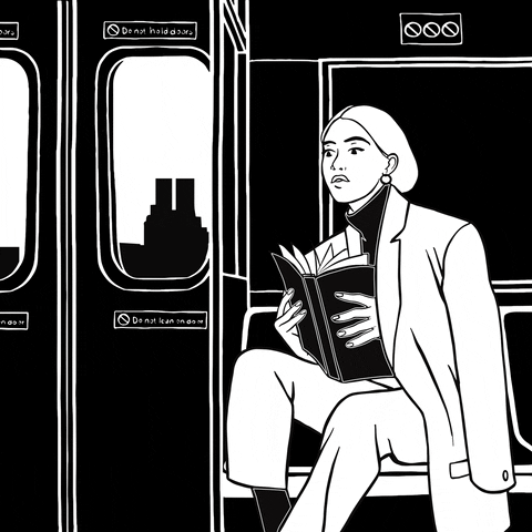 anjaslibar woman nyc book reading GIF