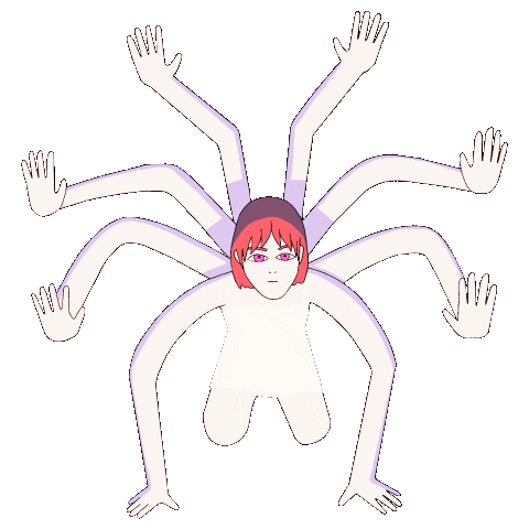 grantaart anime girl horror arms Sticker