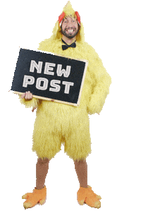 chicken post Sticker by Muyloco