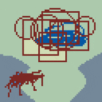 JamJamART pixelart blue water house GIF