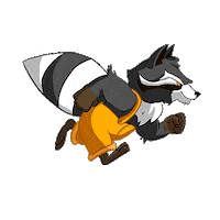 prostofizik cartoon run raccoon бег Sticker