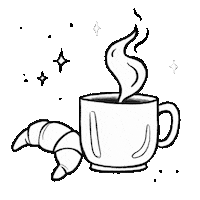 steph_fireflyatelier coffee black and white morning breakfast Sticker