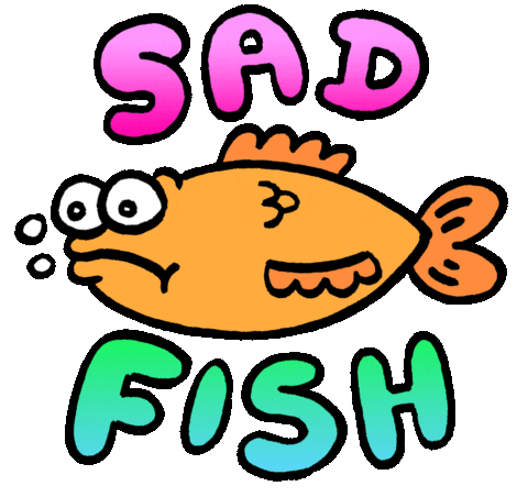 Sad Fish Sticker by Russell Taysom