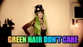 thebrassharpies green hair sassy girlpower GIF