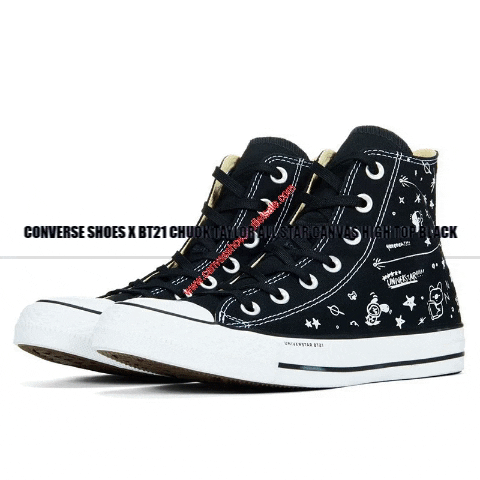 converse shoes x bt21 chuck taylor all star canvas high top black GIF