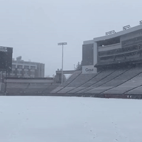 Snow Covers Washington State Football Stadium