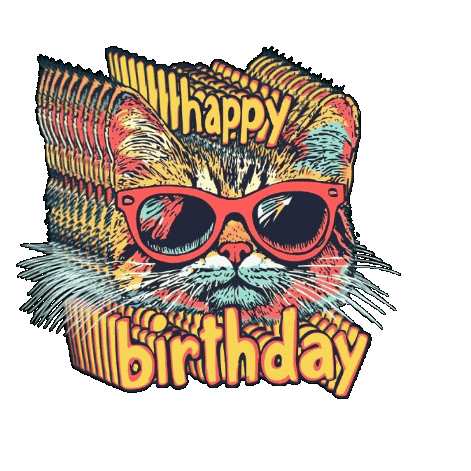 joyogram cat happy birthday sunglasses Sticker