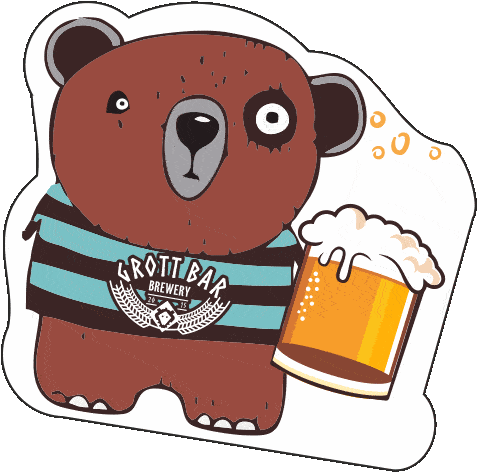 GrottBar giphyupload beer bear bar Sticker