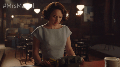 Rachel Brosnahan Waiting GIF by The Marvelous Mrs. Maisel