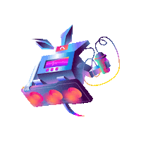 boba_guys retro robot future guys Sticker