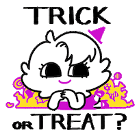Trick Or Treat Smile Sticker by Holler Studios