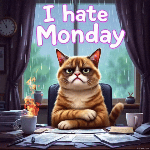 goodvibewishes cat office monday motivation monday mood GIF