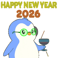 Happy New Year Penguin Sticker by Pudgy Penguins