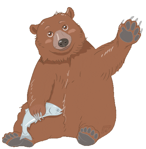 Waving Grizzly Bear Sticker by Alaska Seafood