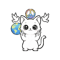 Peace And Love Cat Sticker