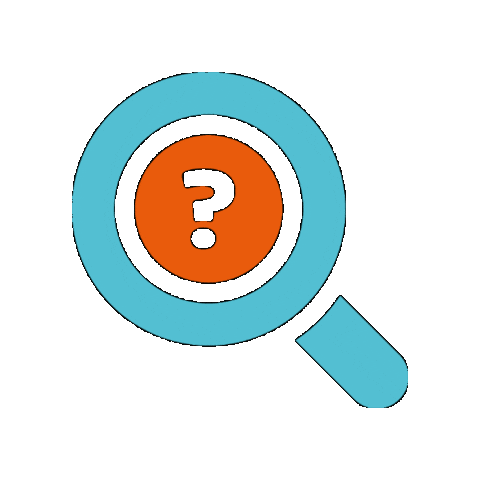 Vraagteken Vergrootglas Sticker by Spieren voor Spieren