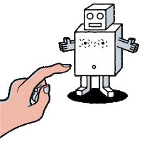 Robot Tickle Sticker by Robotron Skateboards
