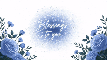 Animated "Blessings to You" Text with Blue Roses a