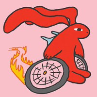 Speedy hare in a wheelchair