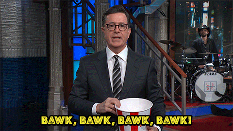 donald trump chicken GIF by The Late Show With Stephen Colbert