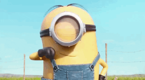 Despicable Me gif. A sassy minion gives a confident thumbs up.