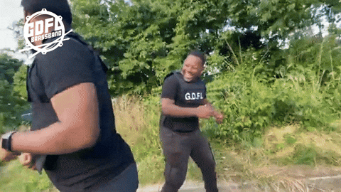 gdflbrassband giphyupload laugh run punch GIF