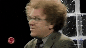 TV gif. John C Reilly as Steve Brule looking lost and confused, glancing in all directions, on the show Check it Out!