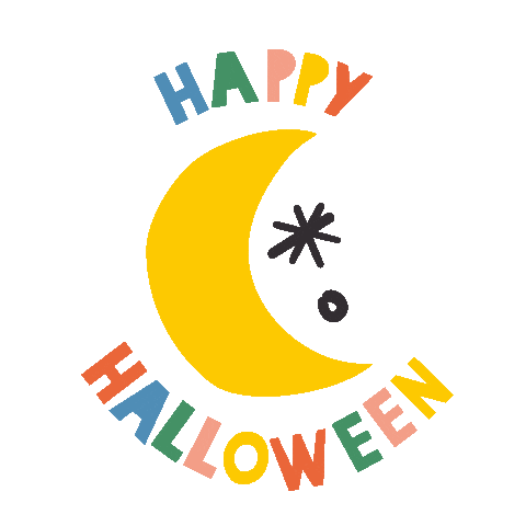 happygoluckydesign halloween moon happy halloween zoe wodarz Sticker