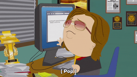 sitting at a desk thanking computer GIF by South Park 