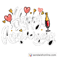 Happy Anniversary Sticker Sticker by sendwishonline.com