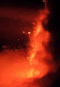 Mount Etna Volcano Eruption Illuminates the Night Sky in Sicily