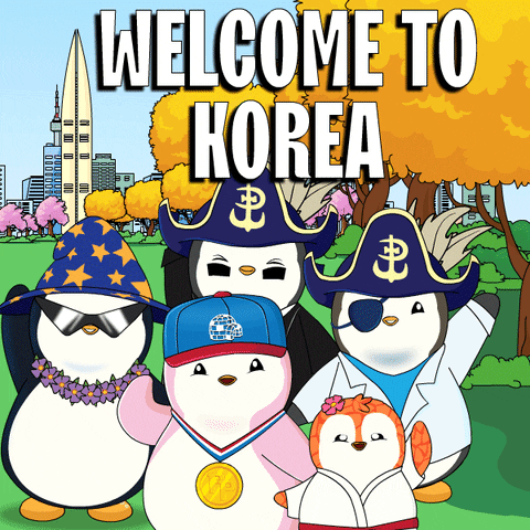 Waving South Korea GIF by Pudgy Penguins