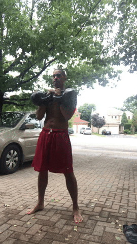 alphadadmedia giphygifmaker double clean jerk kettlebellworkouts kettlebelltraining GIF