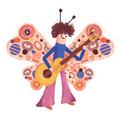 Guitar Butterfly Sticker by pomelody