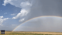 Rainbow Forms in Nebraska Storm Clouds