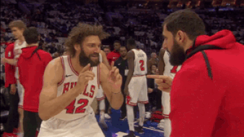 robin lopez handshake GIF by NBA