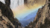 Beautiful Rainbow On The Falls of Yellowstone