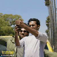YesterdayMovie selfie the beatles taxi rock on GIF