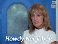 Sponsored gif. Woman screams as Freddy Krueger from Nightmare on Elm Street shatters the window next to her head and reaches in with one arm to grab her. In the upper right corner is the AMC Fear Fest logo. Text reads, “Howdy, neighbor!”