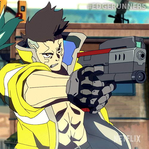 Shooting David Martinez GIF by Cyberpunk: Edgerunners