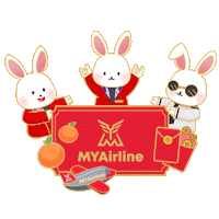 flymyairline rabbit chinese new year airline myairline Sticker